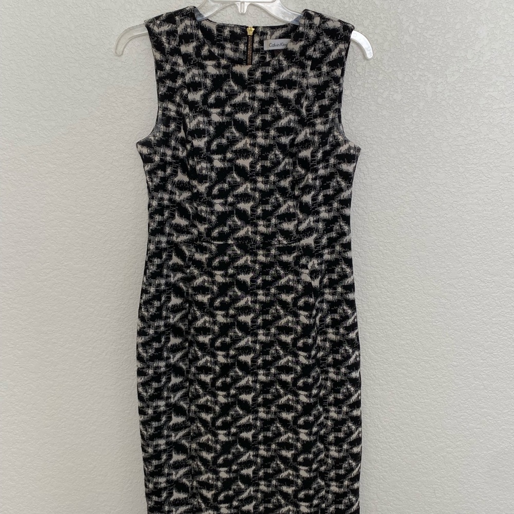Calvin Klein sleeveless herringbone sheath dress